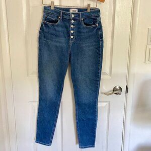 Paige Blue Denim Skinny Jeans with Buttonfly